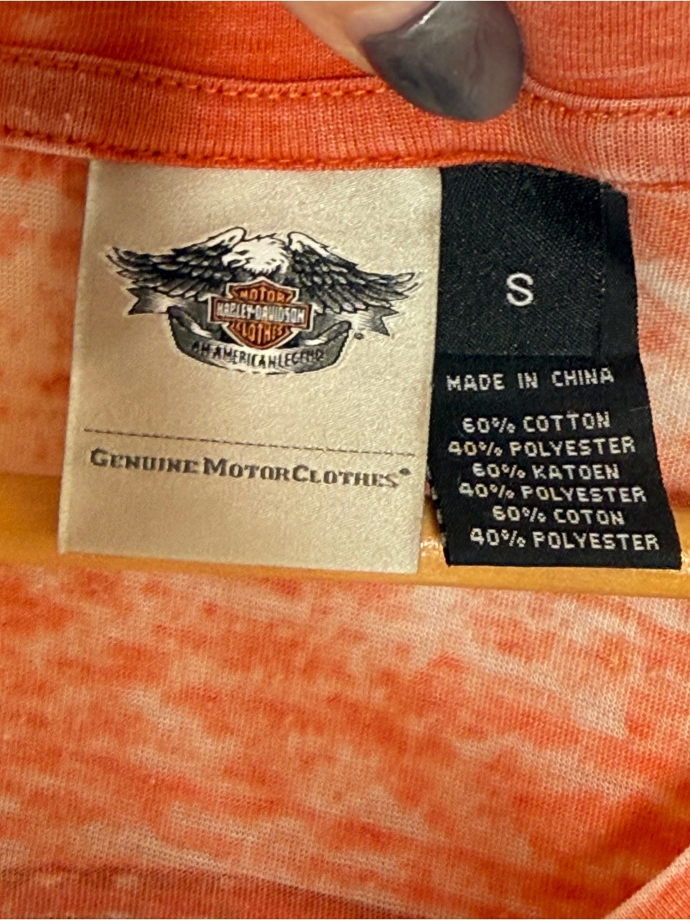 Harley-Davidson Women's Genuine Oil Can Burnout V-neck Tee Vintage Orange Small - Picture 7 of 10